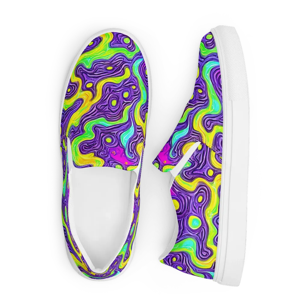 Psychedelic Pulse on Men's Slip-On Canvas Shoes — Front