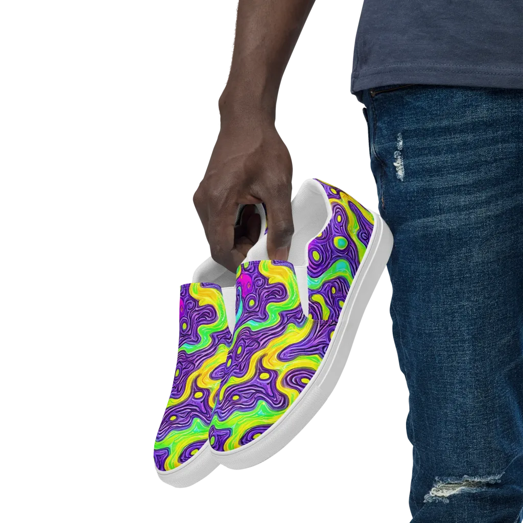 Psychedelic Pulse on Men's Slip-On Canvas Shoes — Left Front