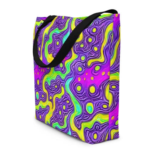Psychedelic Pulse on a Large Tote Bag W/ Pocket