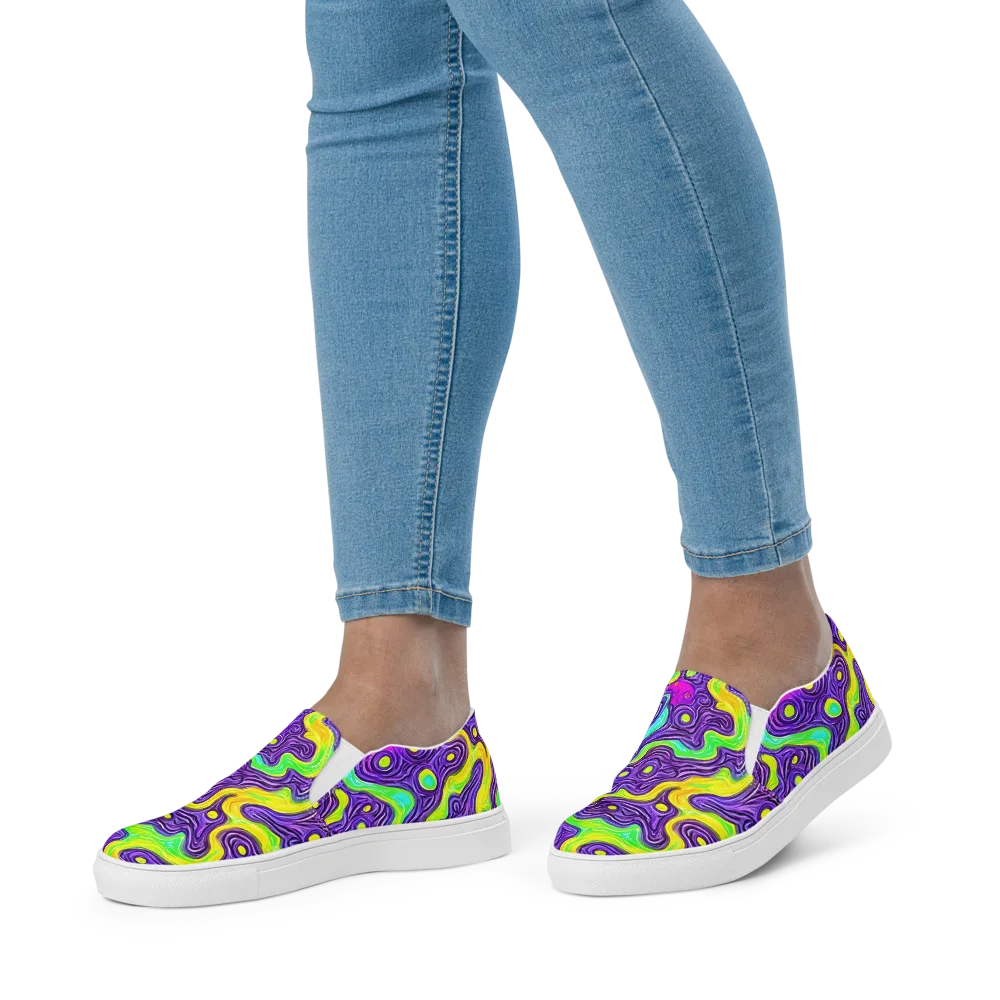 Psychedelic Pulse on Women's Slip-On Canvas Shoes — Front
