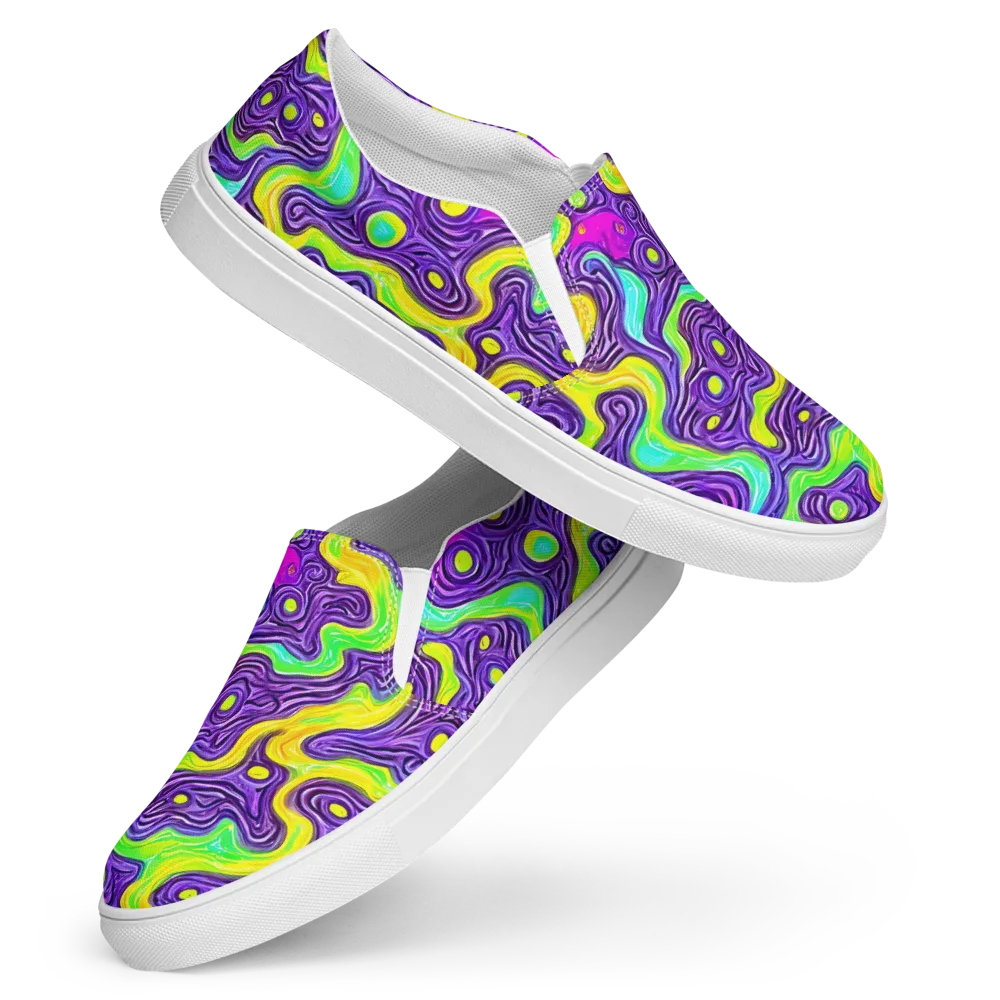 Psychedelic Pulse on Women's Slip-On Canvas Shoes — Front