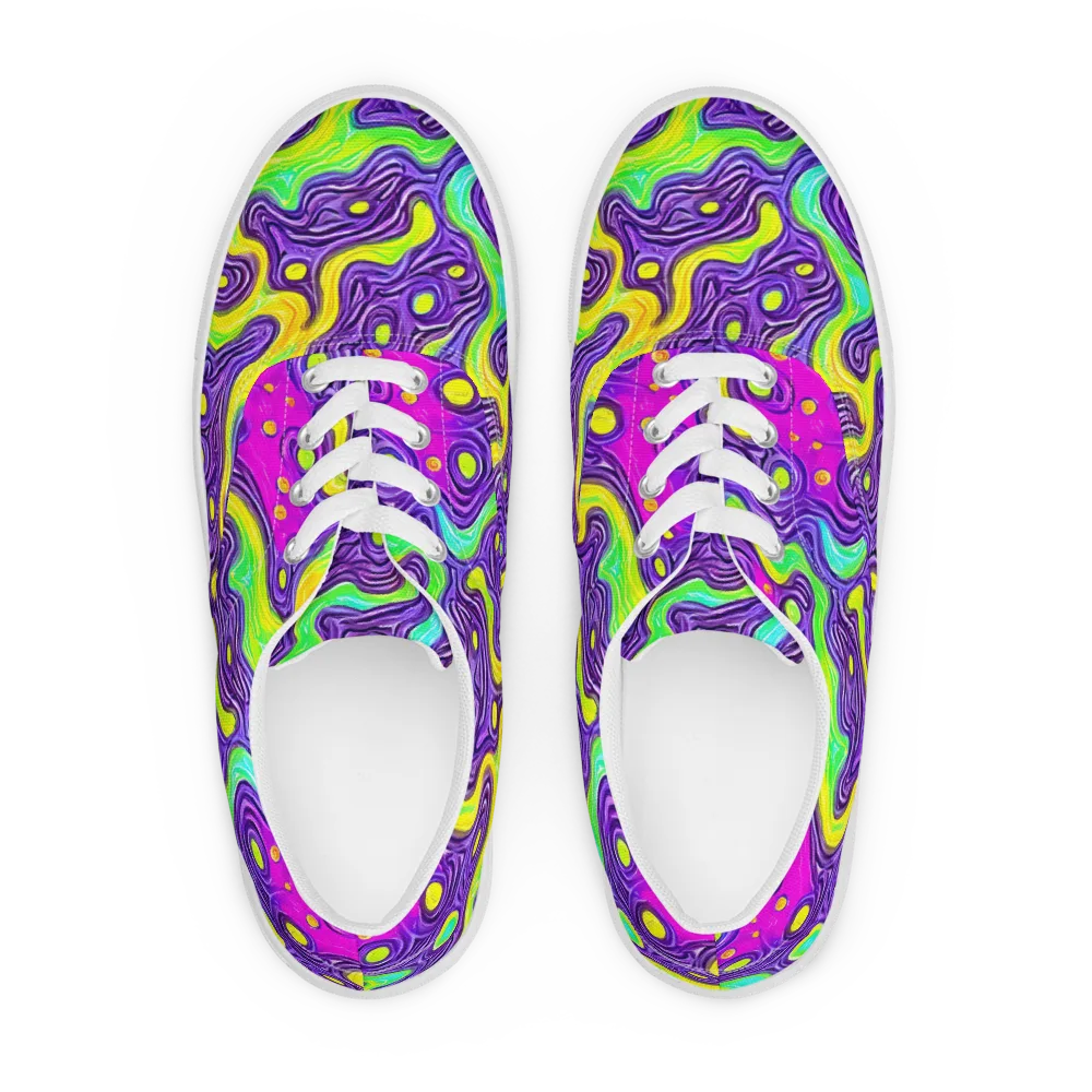 Psychedelic Pulse on Men's Lace-Up Canvas Shoes — Front