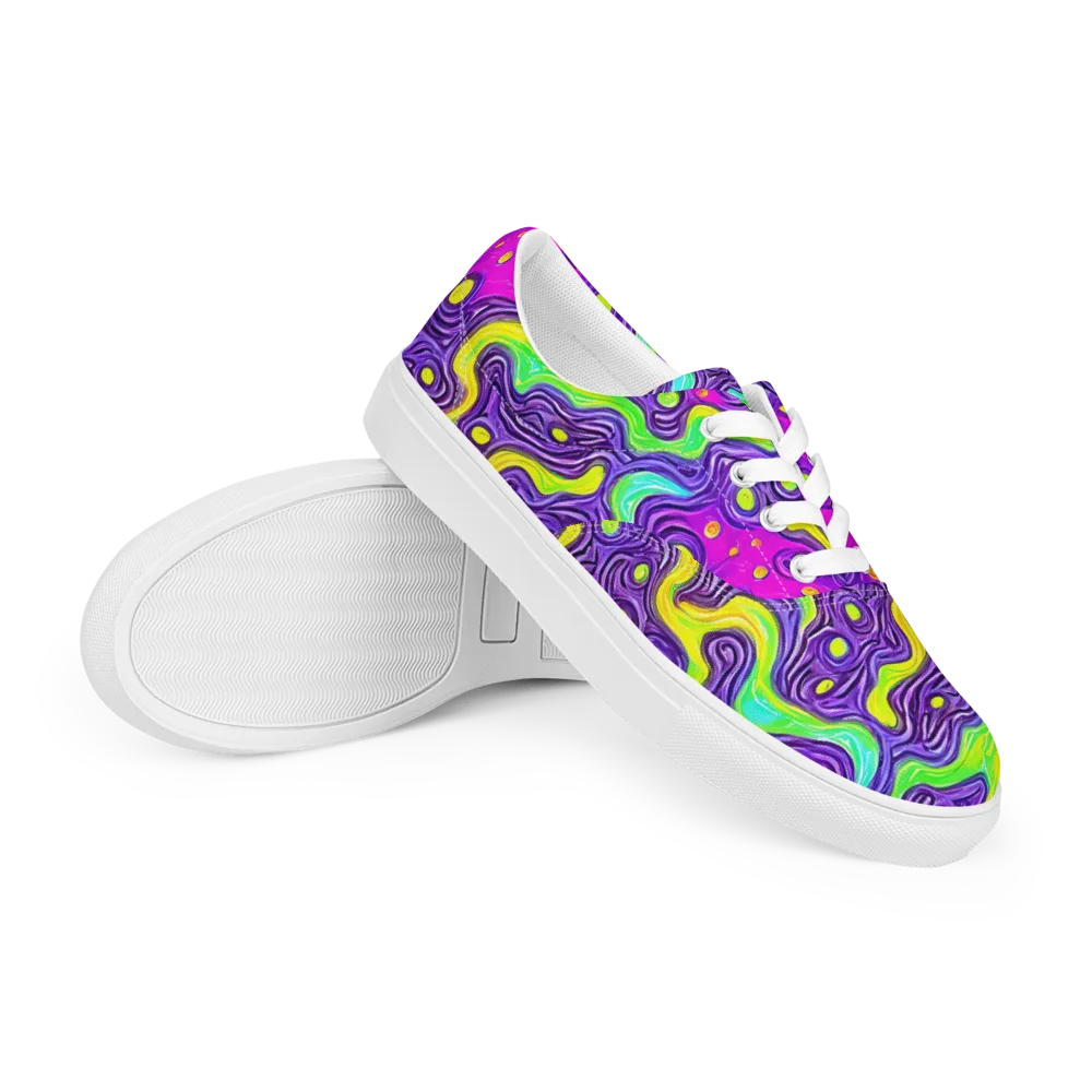 Psychedelic Pulse on Men's Lace-Up Canvas Shoes — Right Front