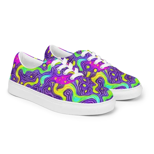 Psychedelic Pulse on a Men's Lace-Up Canvas Shoes