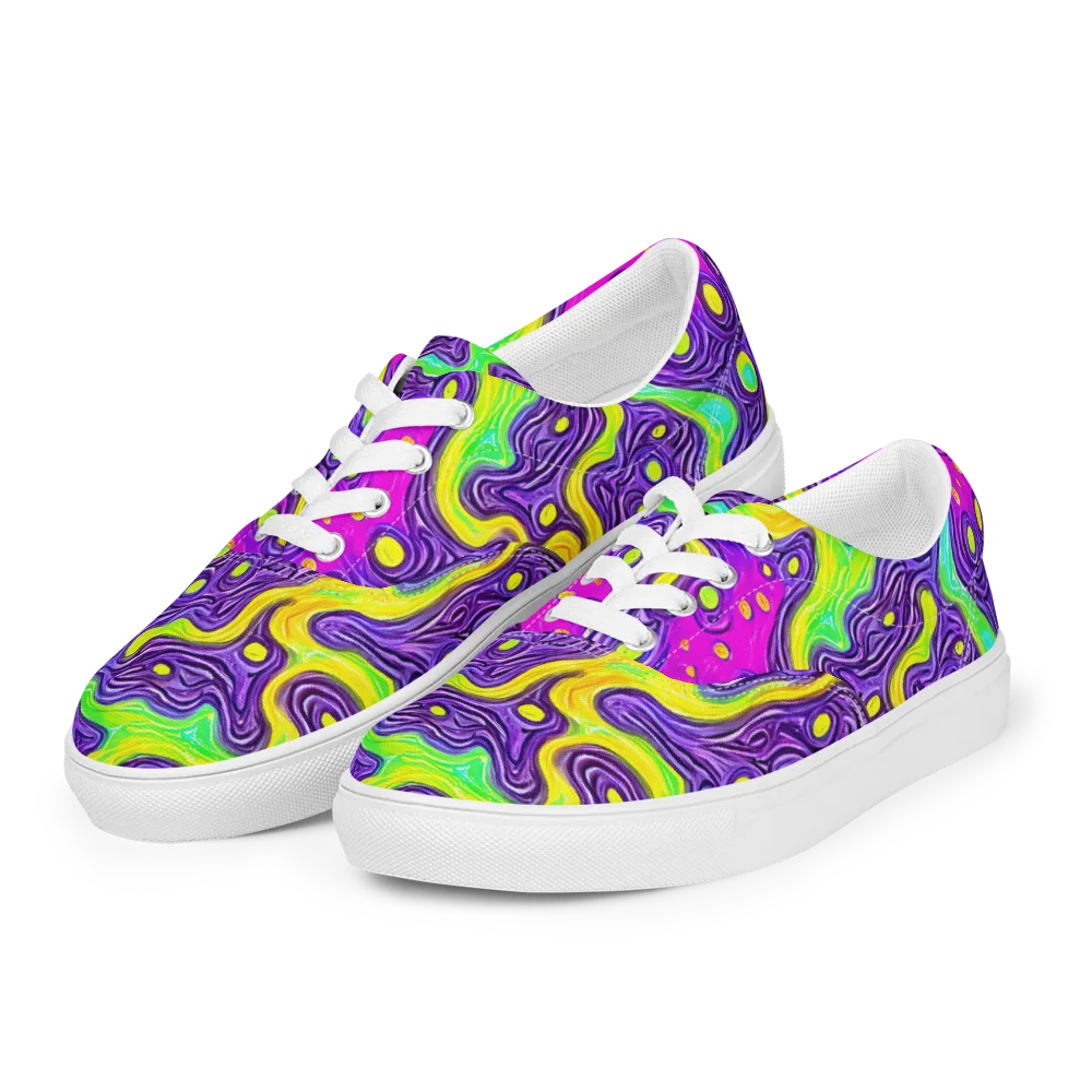 Psychedelic Pulse on Men's Lace-Up Canvas Shoes — Left Front