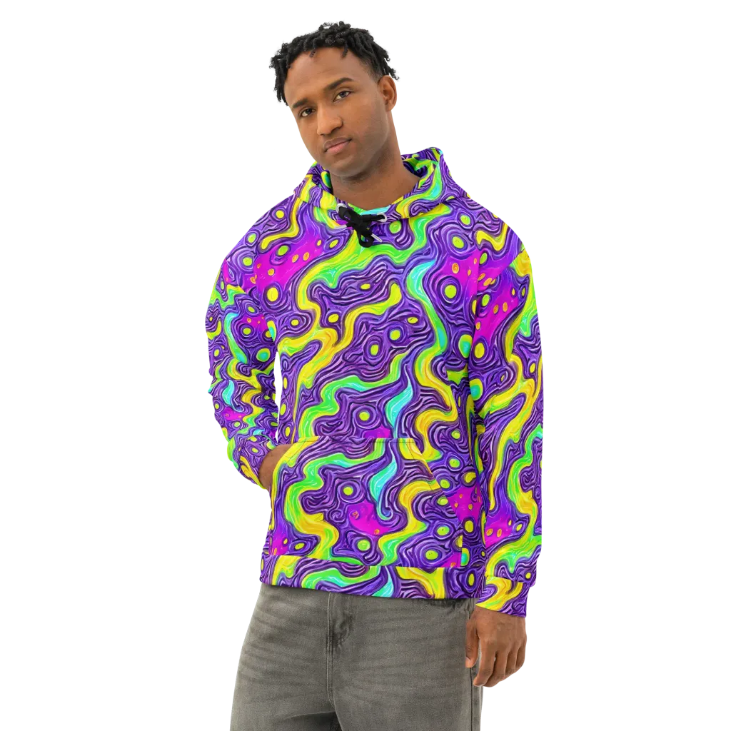 Psychedelic Pulse on Cotton Hoodie — Left Front