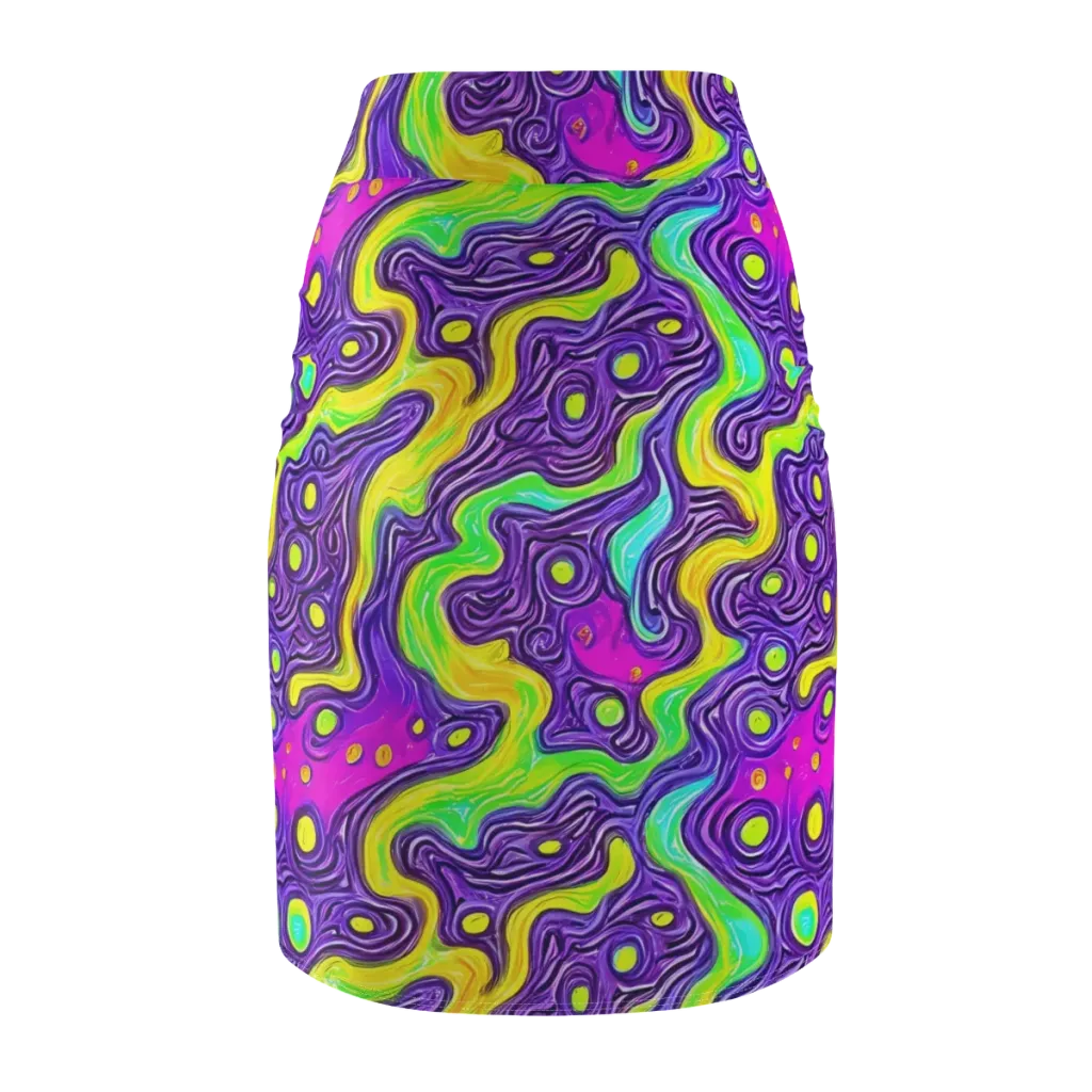 Psychedelic Pulse on Pencil Skirt — Back