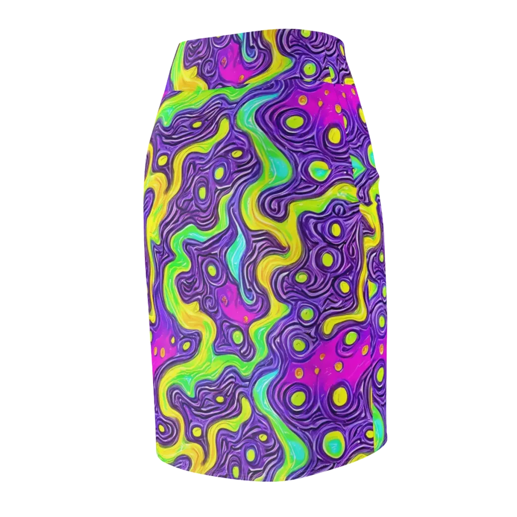 Psychedelic Pulse on Pencil Skirt — Back Side