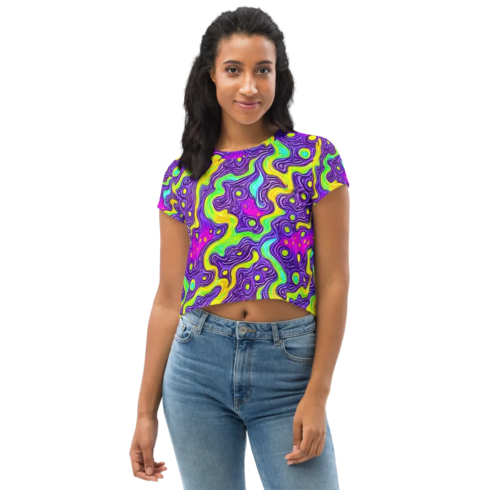 Psychedelic Pulse on Crop Tee — Front