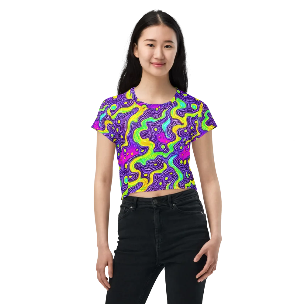 Psychedelic Pulse on Crop Tee — Front