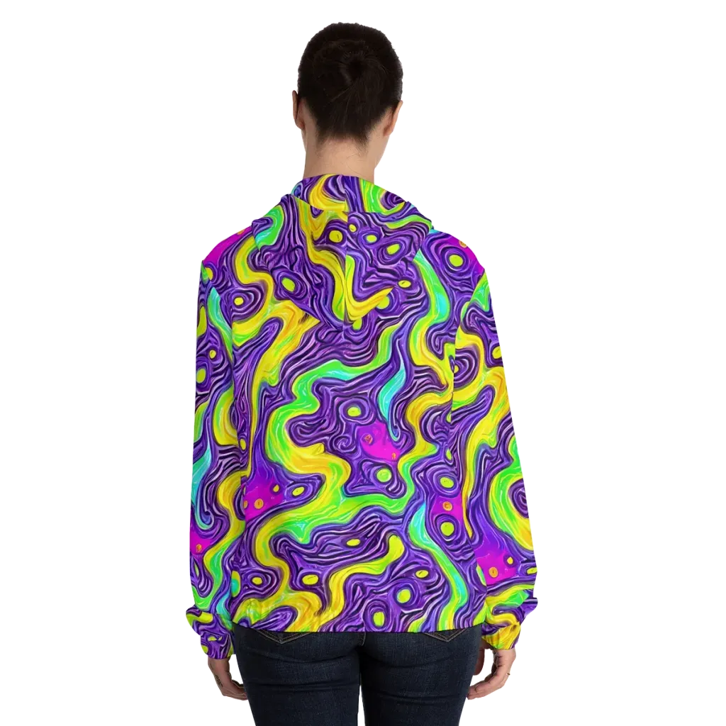 Psychedelic Pulse on Women's Full-Zip Hoodie — Back On Person