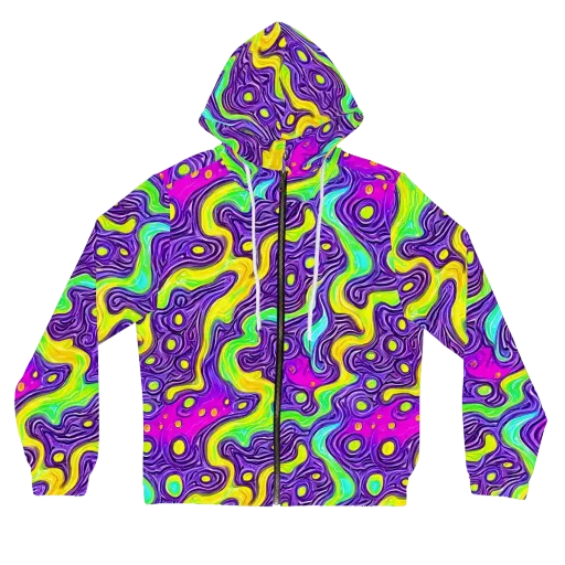 Psychedelic Pulse on a Women's Full-Zip Hoodie