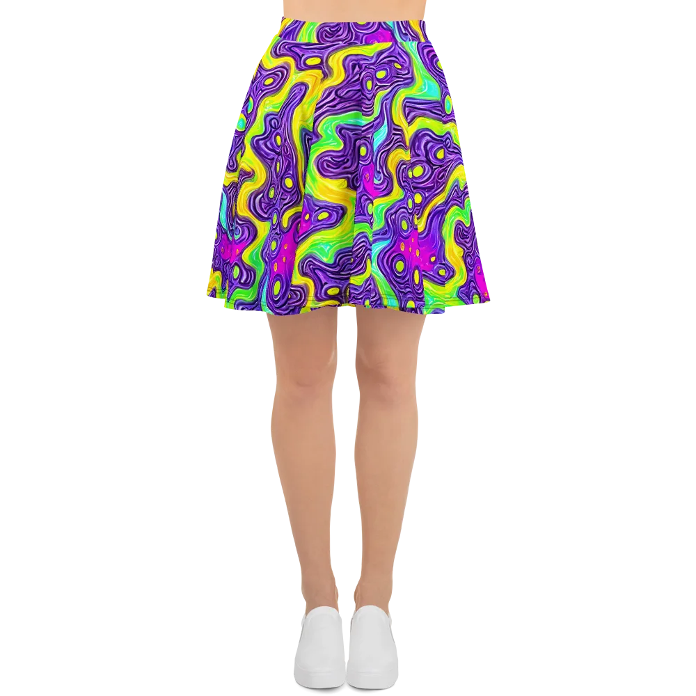 Psychedelic Pulse on Skater Skirt — Front