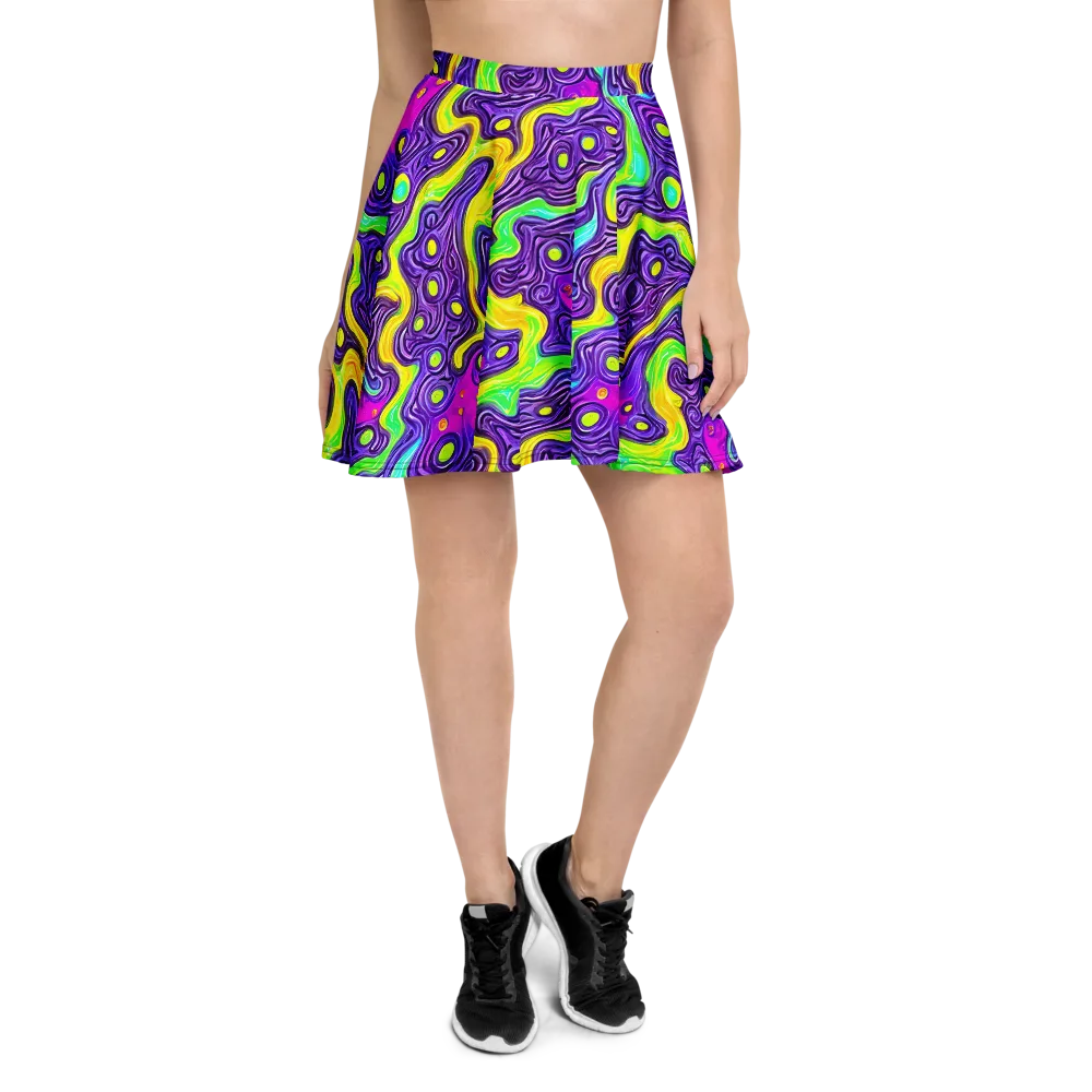 Psychedelic Pulse on Skater Skirt — Front
