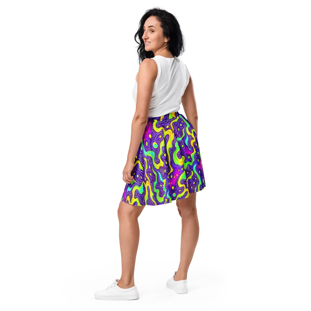 Psychedelic Pulse on Skater Skirt — Back