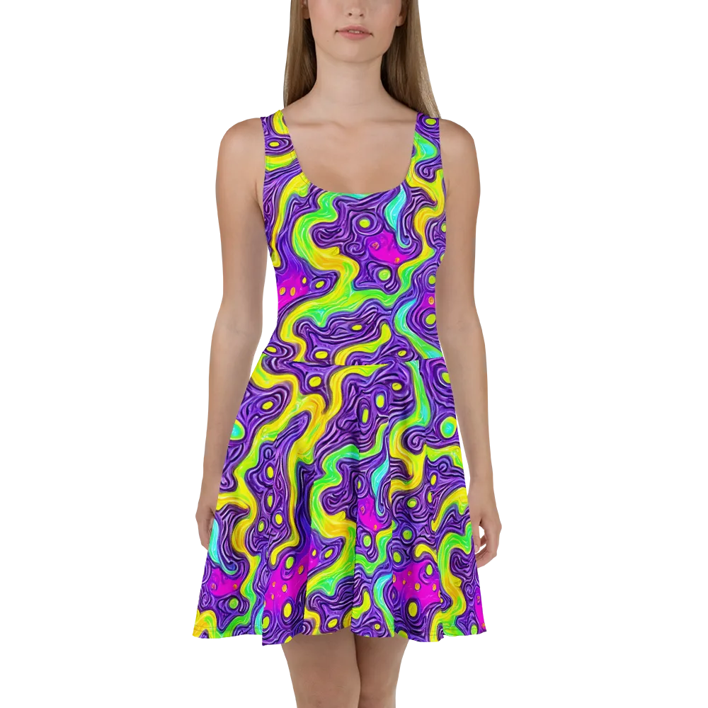 Psychedelic Pulse on Skater Dress — Front