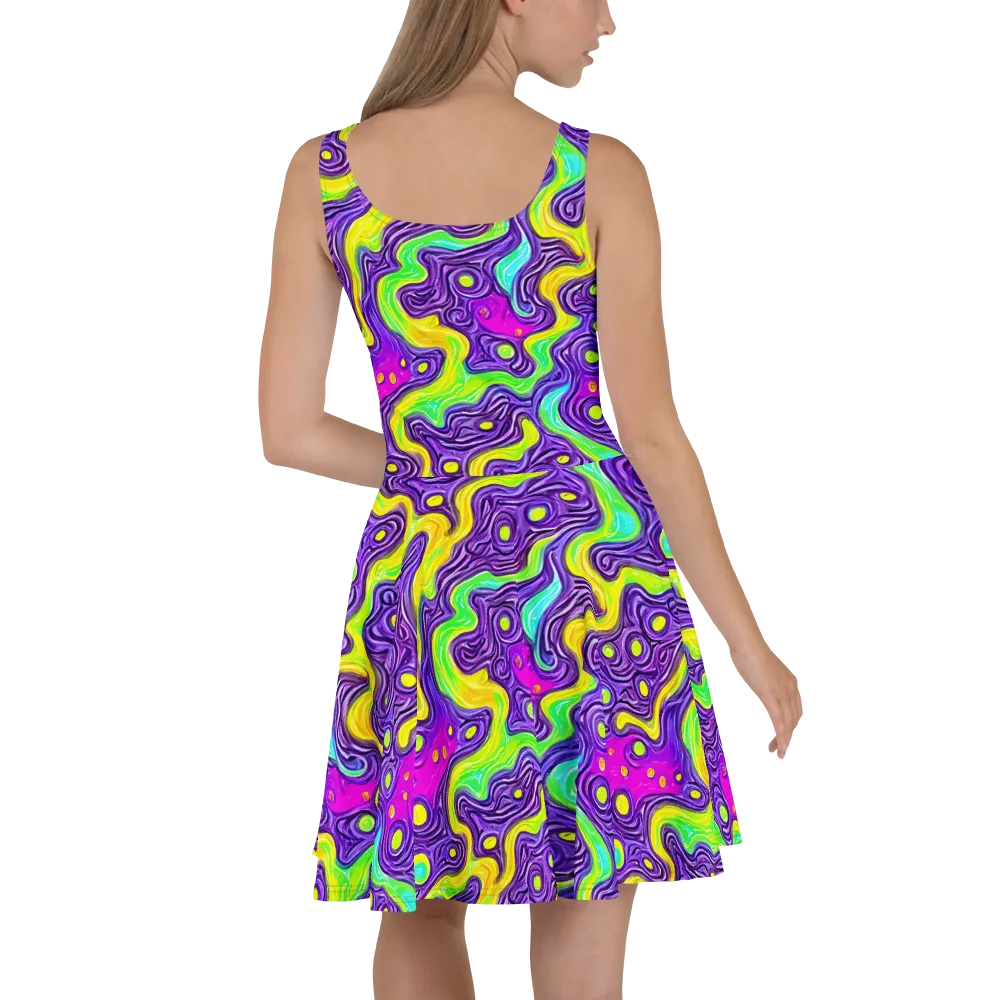 Psychedelic Pulse on Skater Dress — Back