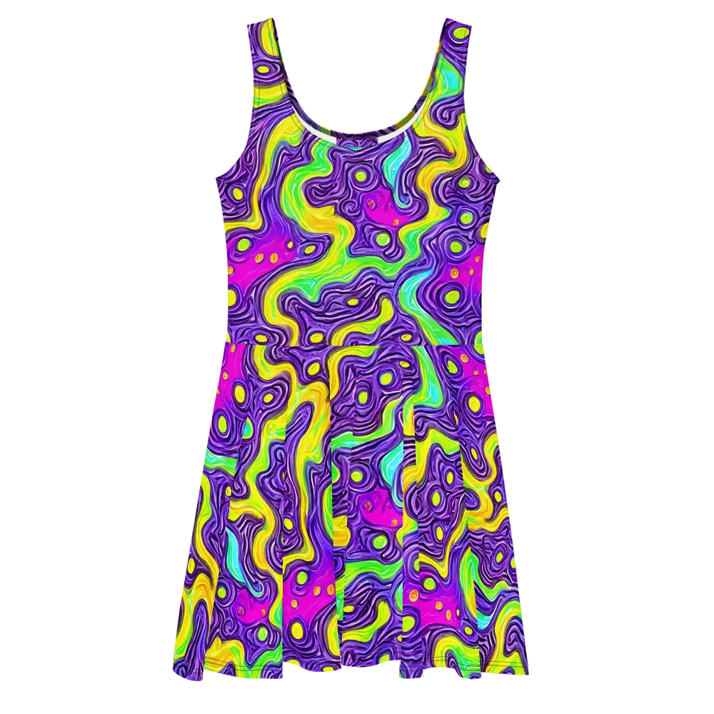 Psychedelic Pulse on Skater Dress — Front