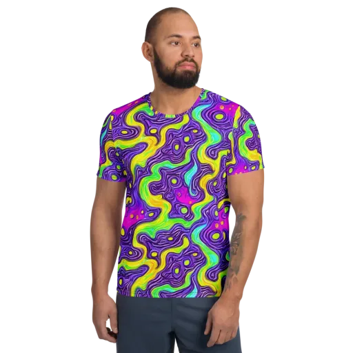 Psychedelic Pulse on a Men's Athletic T-Shirt