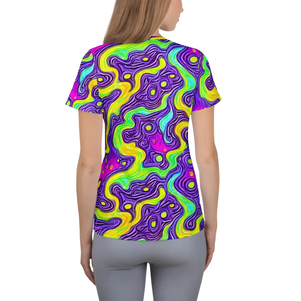 Psychedelic Pulse on Women's Athletic T-Shirt — Back