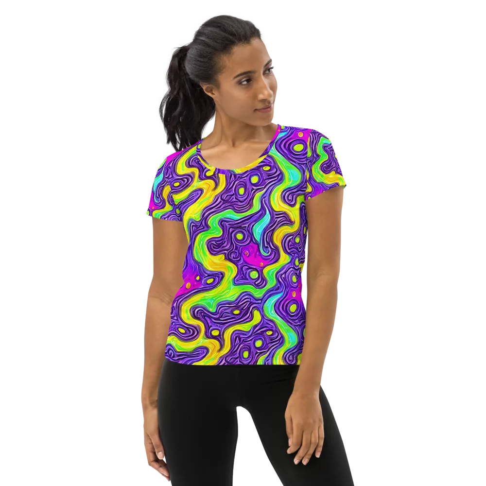 Psychedelic Pulse on Women's Athletic T-Shirt — Front