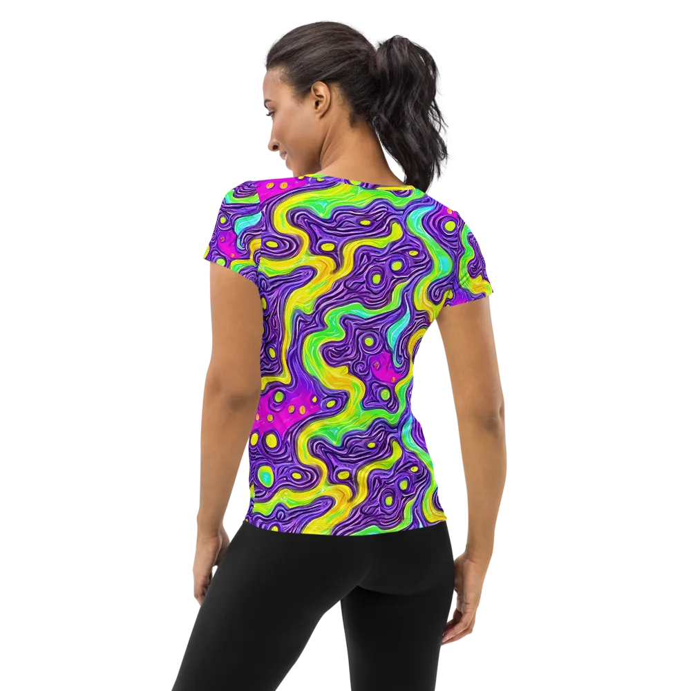 Psychedelic Pulse on Women's Athletic T-Shirt — Back