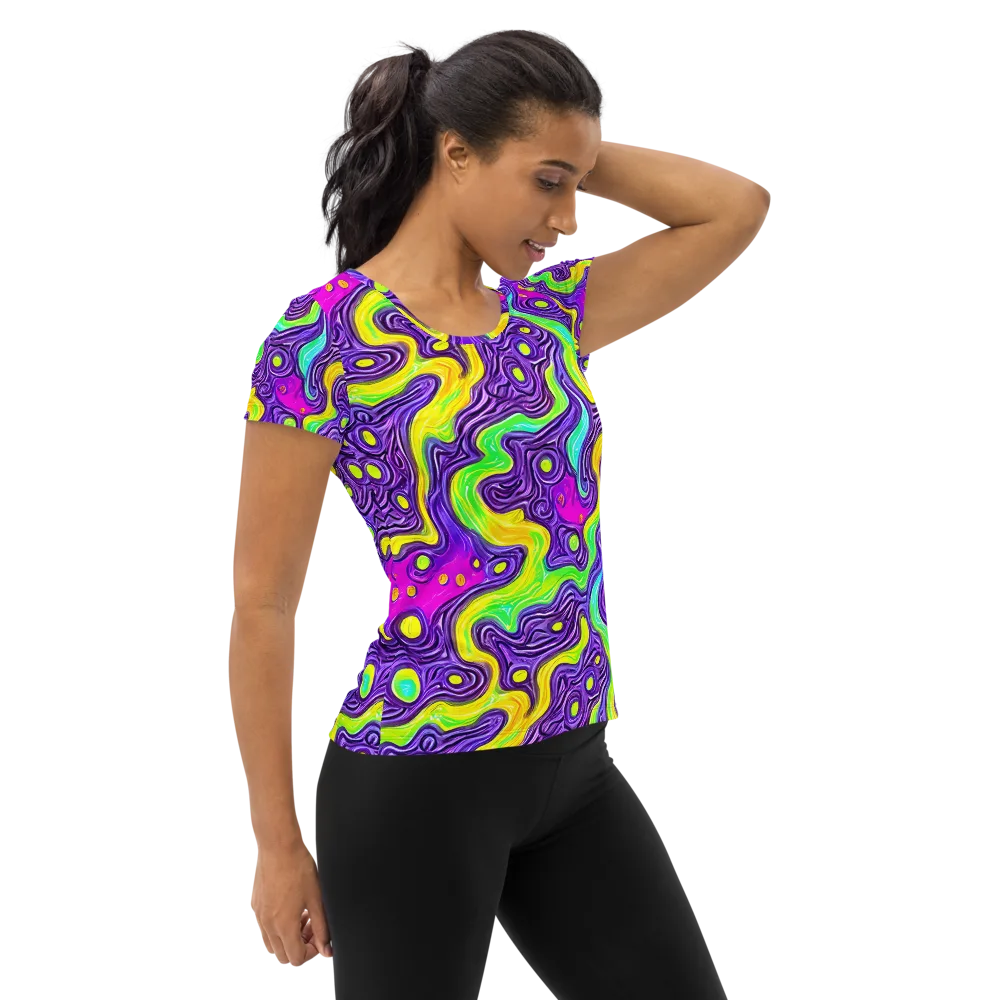 Psychedelic Pulse on Women's Athletic T-Shirt — Right