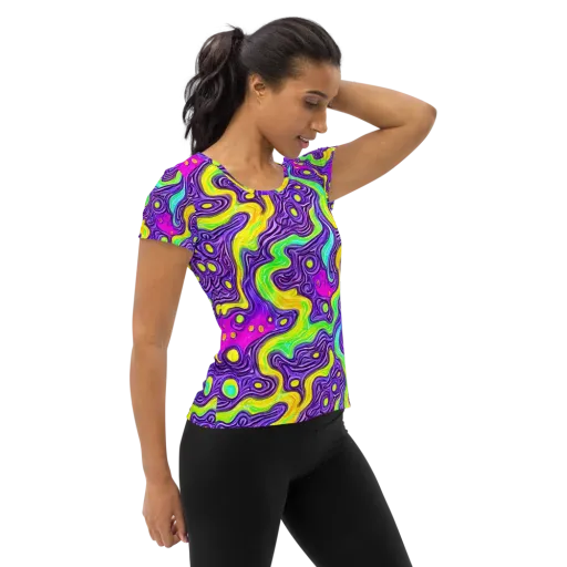 Psychedelic Pulse on a Women's Athletic T-Shirt