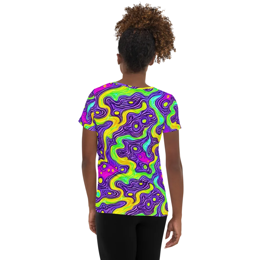 Psychedelic Pulse on Women's Athletic T-Shirt — Back