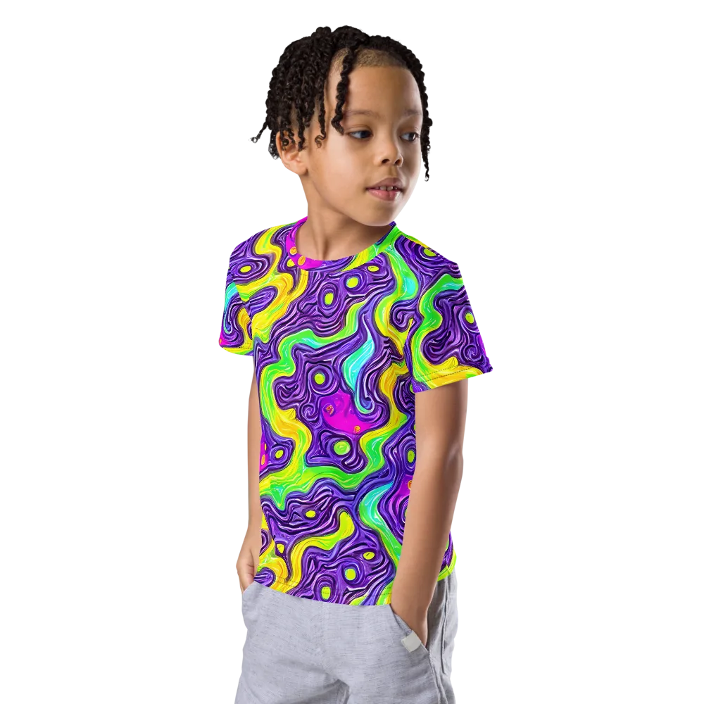 Psychedelic Pulse on Kids Crew Neck T-Shirt — Left Front