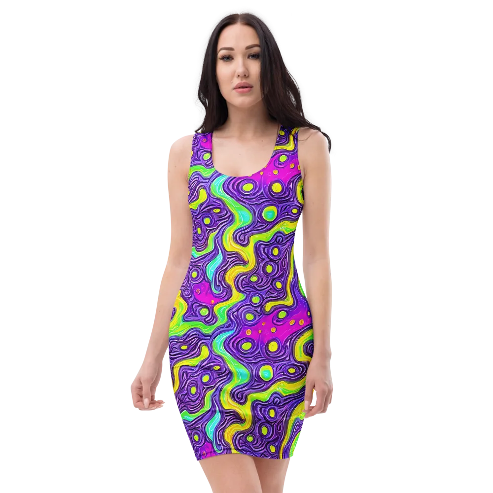 Psychedelic Pulse on Bodycon Dress — Front
