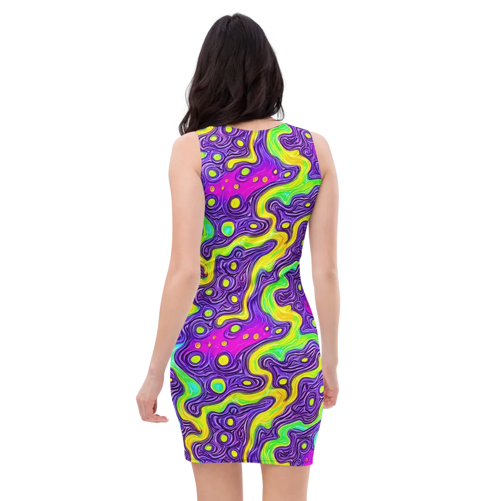 Psychedelic Pulse on Bodycon Dress — Back