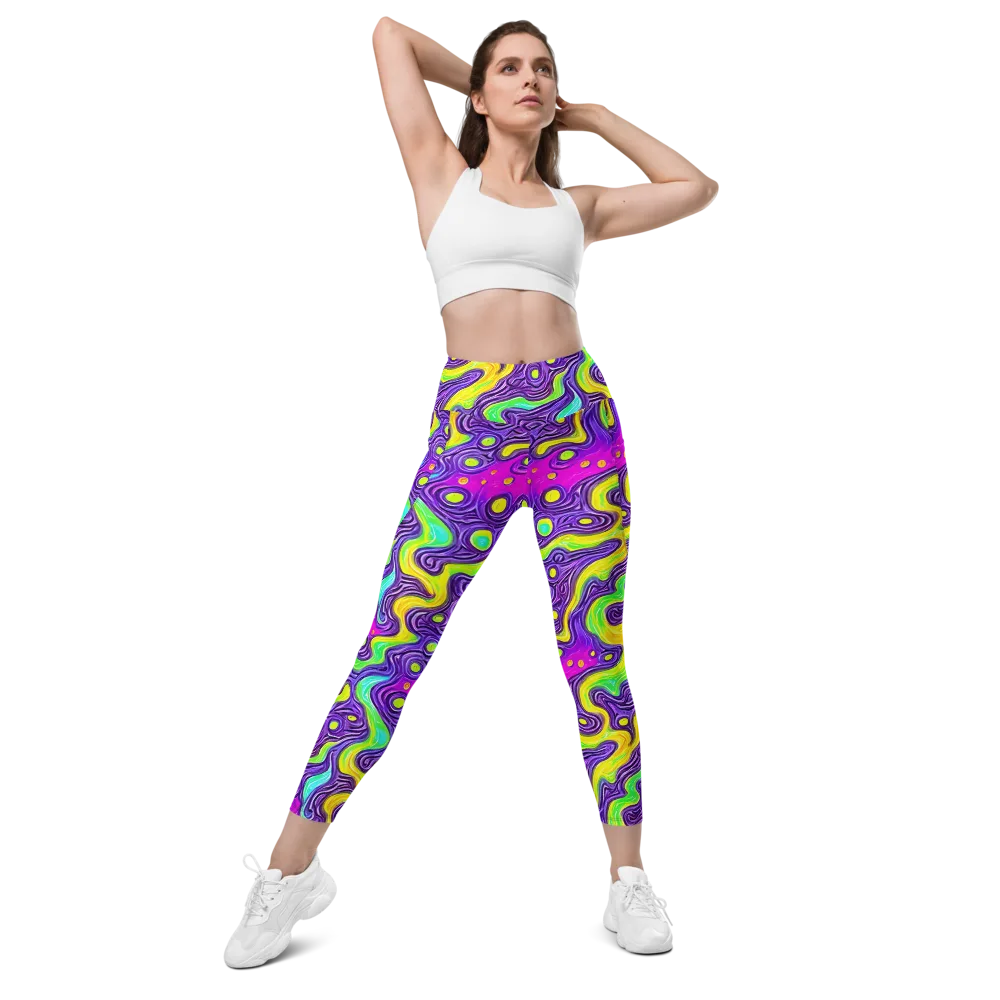 Psychedelic Pulse on Leggings with Pockets — Front