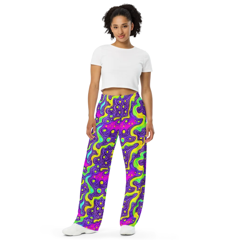 Psychedelic Pulse on Wide-Leg Pants — Front