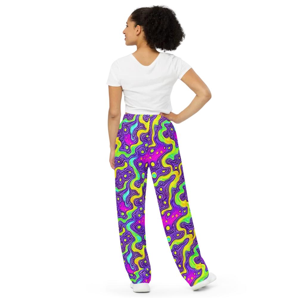 Psychedelic Pulse on Wide-Leg Pants — Back