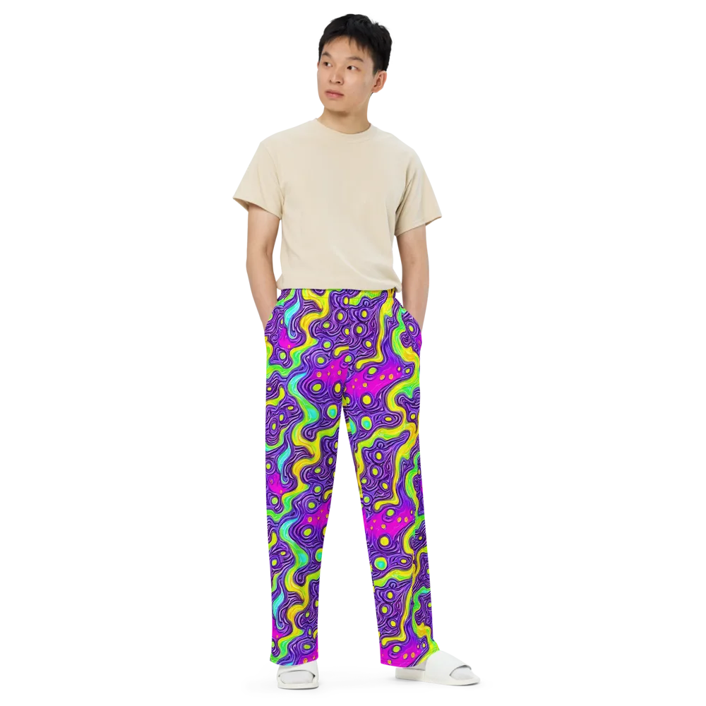 Psychedelic Pulse on Wide-Leg Pants — Front