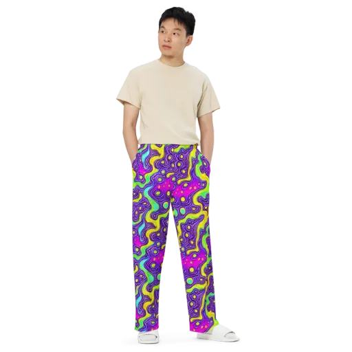 Psychedelic Pulse on a Wide-Leg Pants