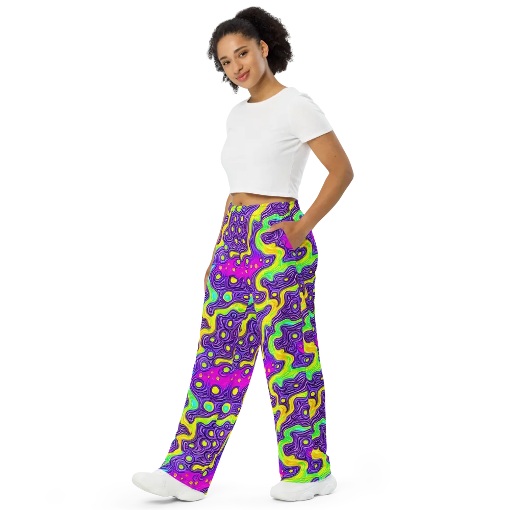 Psychedelic Pulse on Wide-Leg Pants — Left Front
