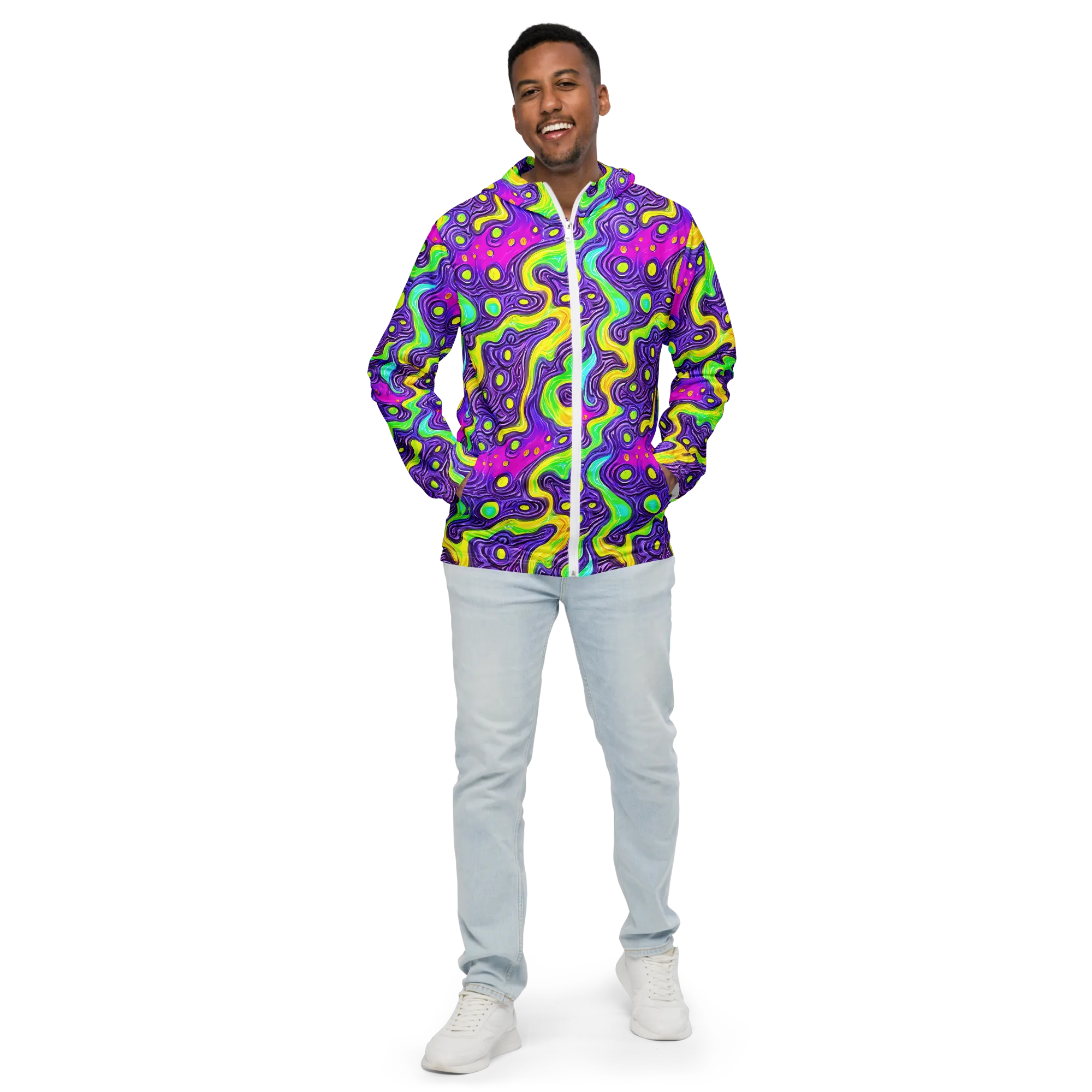 Psychedelic Pulse on Men's Windbreaker — Front