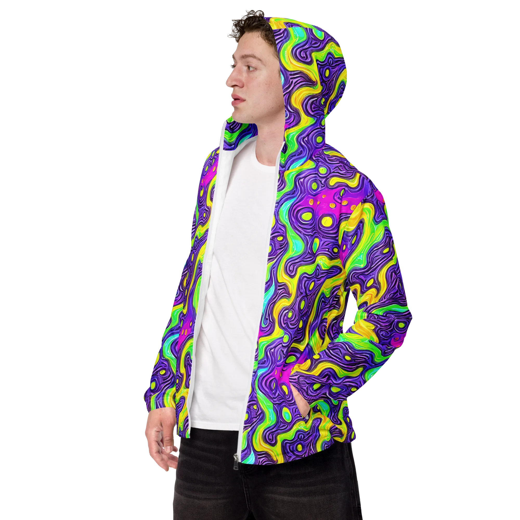 Psychedelic Pulse on Men's Windbreaker — Left Front