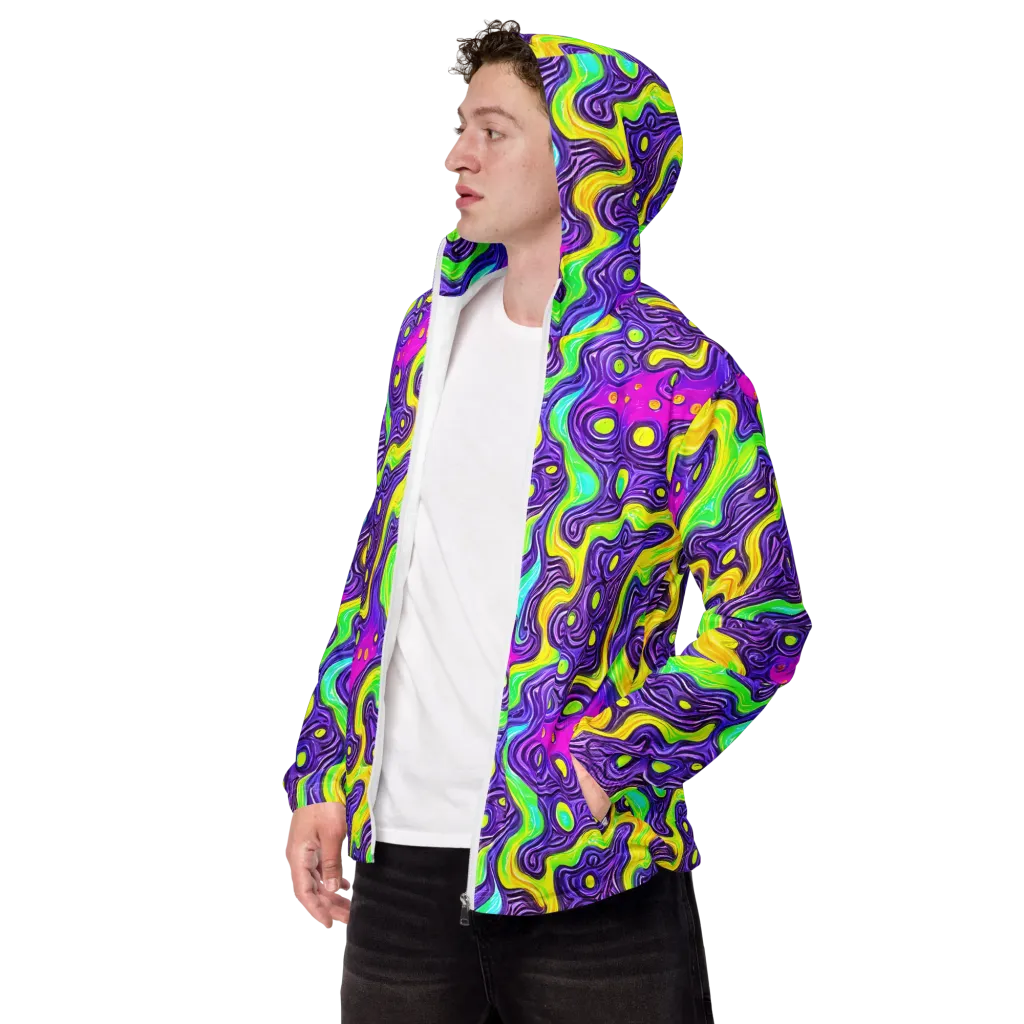 Psychedelic Pulse on Men's Windbreaker — Left Front