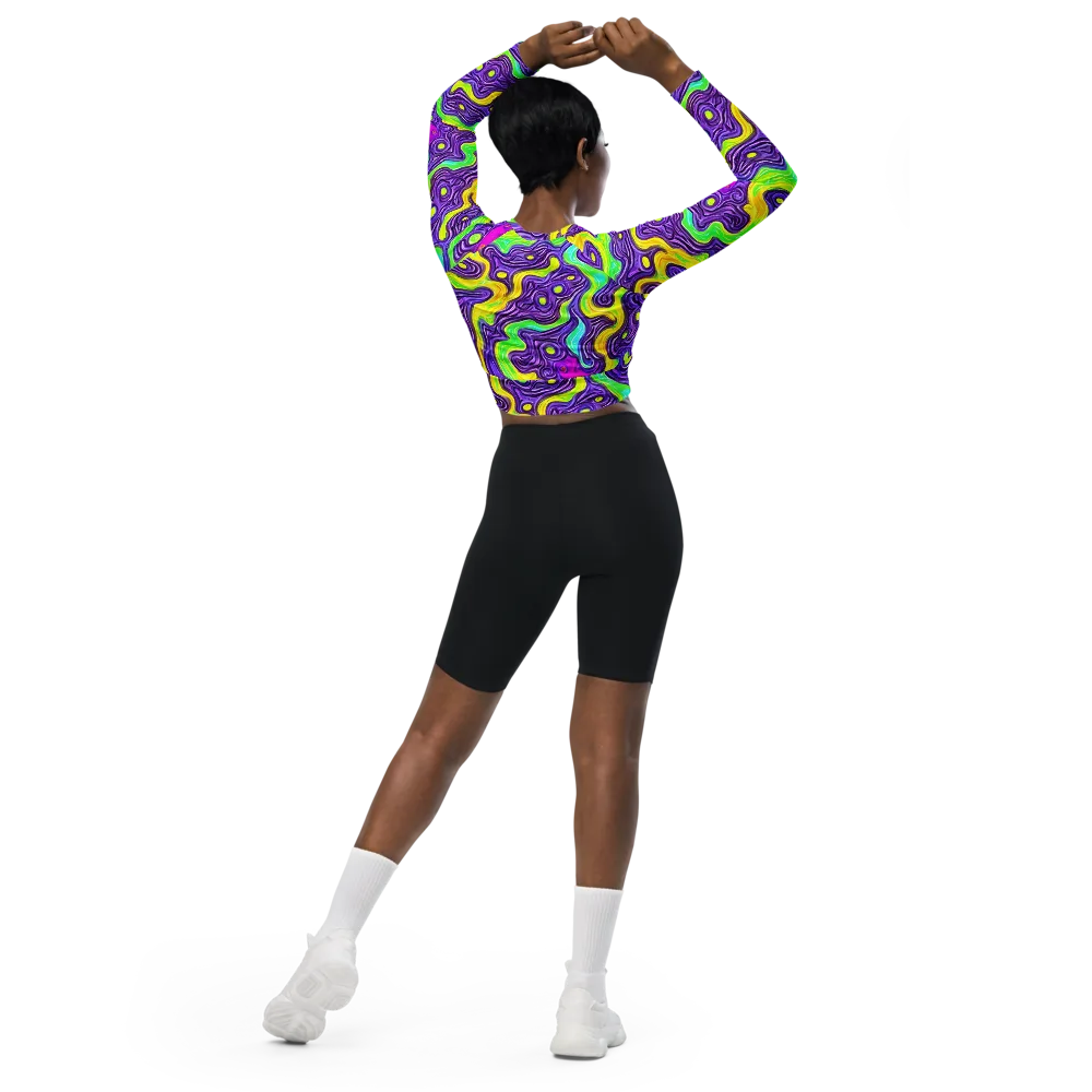 Psychedelic Pulse on Long Sleeve Crop Top — Back