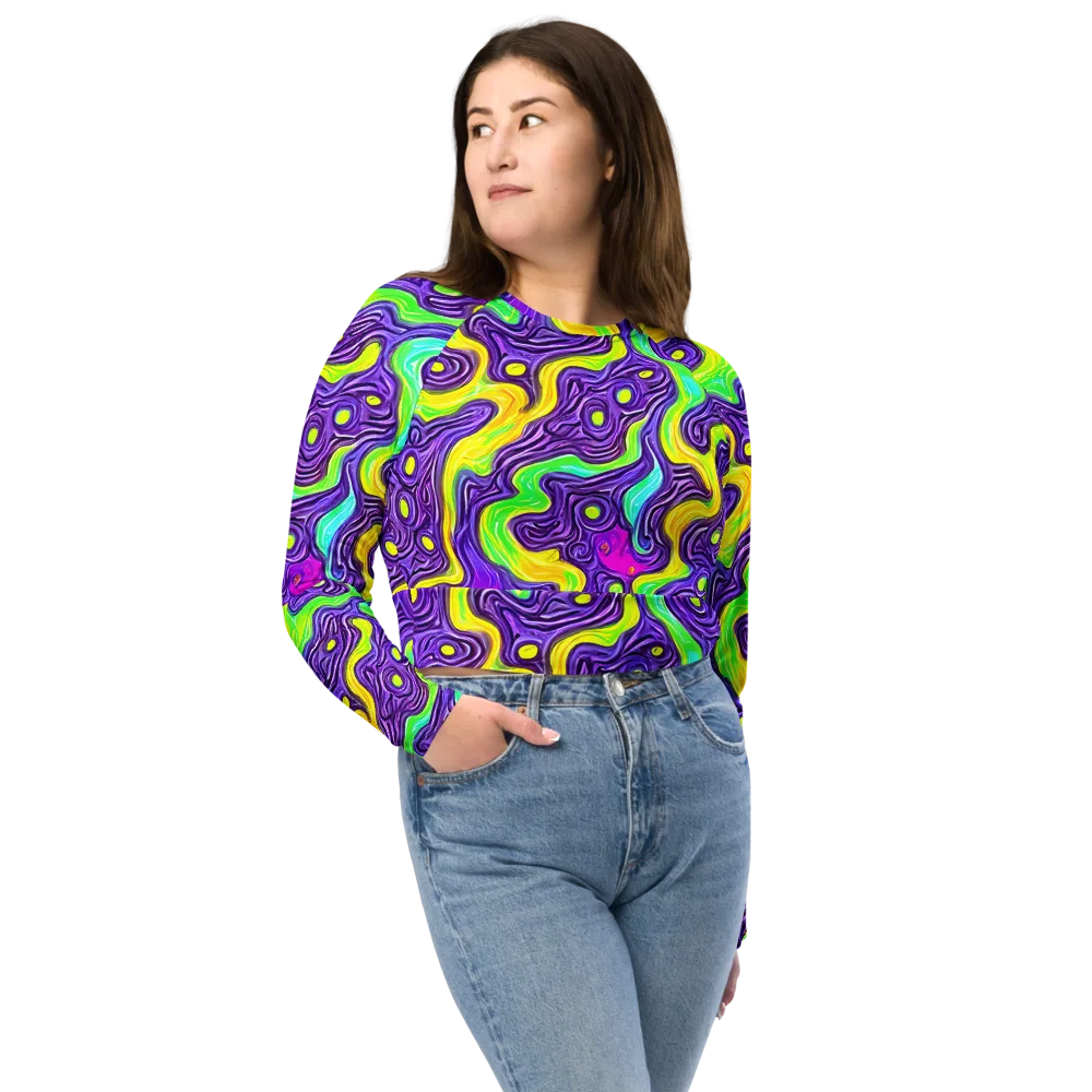 Psychedelic Pulse on Long Sleeve Crop Top — Front