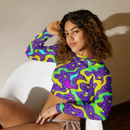 Psychedelic Pulse on a Long Sleeve Crop Top