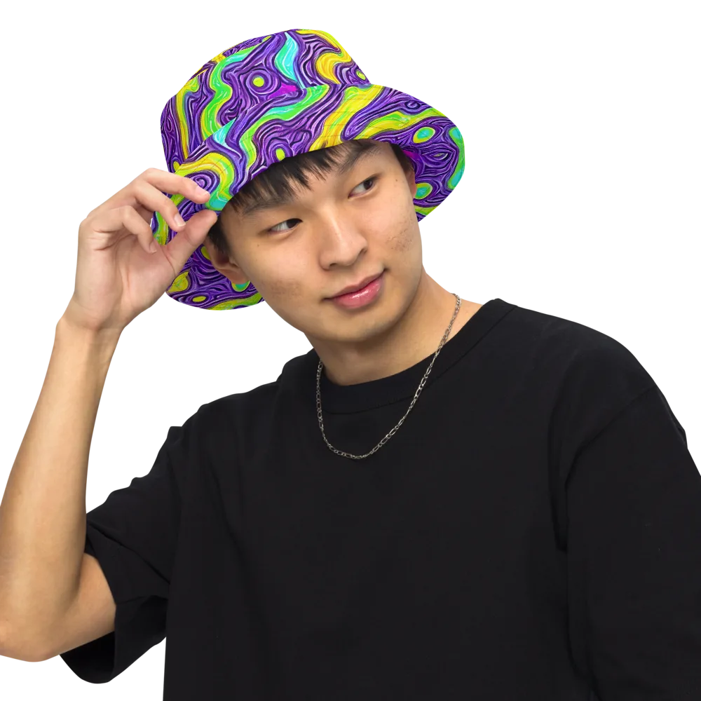 Psychedelic Pulse on Reversible Bucket Hat — Front Inside