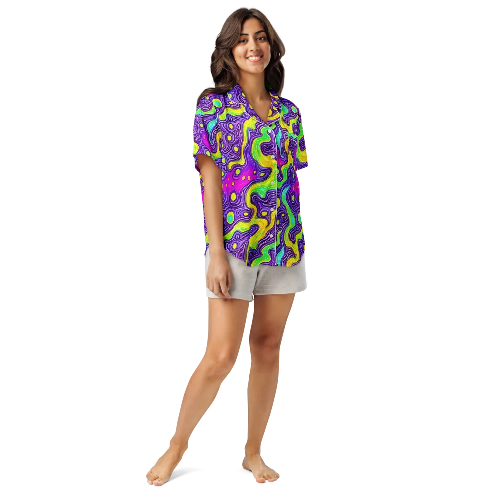 Psychedelic Pulse on Women's Short Sleeve Pajama Top — Front