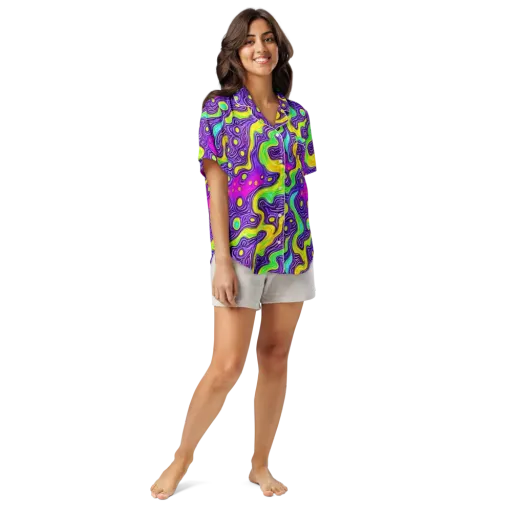 Psychedelic Pulse on a Women's Short Sleeve Pajama Top