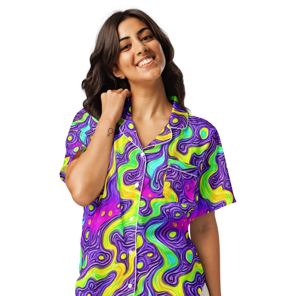 Psychedelic Pulse on Women's Short Sleeve Pajama Top — Front