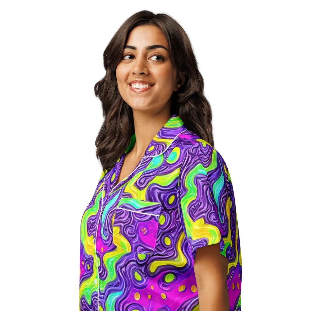 Psychedelic Pulse on Women's Short Sleeve Pajama Top — Left Front