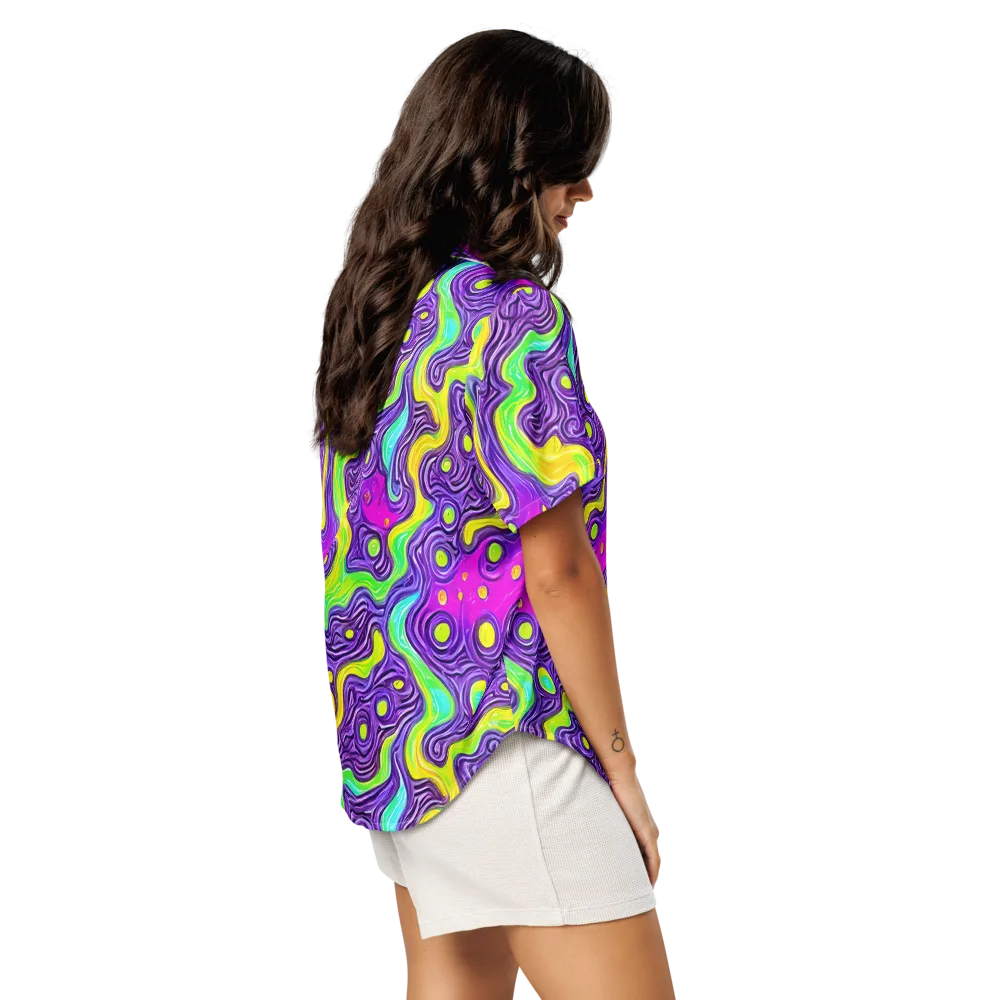 Psychedelic Pulse on Women's Short Sleeve Pajama Top — Right Back